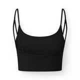 Luxe Women's Crop Bra — Black Seamless Strappy Bralette with Gold MYDS Monogram