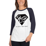 Nikki BayBe Black Logo 3/4 sleeve raglan shirt - StereoTypeTees