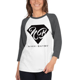 Nikki BayBe Black Logo 3/4 sleeve raglan shirt - StereoTypeTees